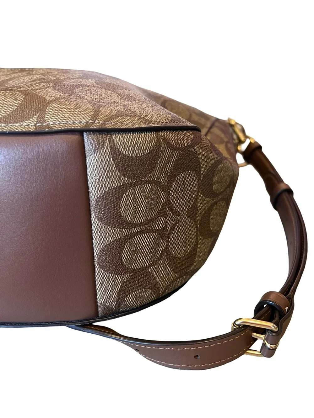 Coach F39527 Women’s Elle Hobo Shoulder Bag Leather Brown Signature Canvas